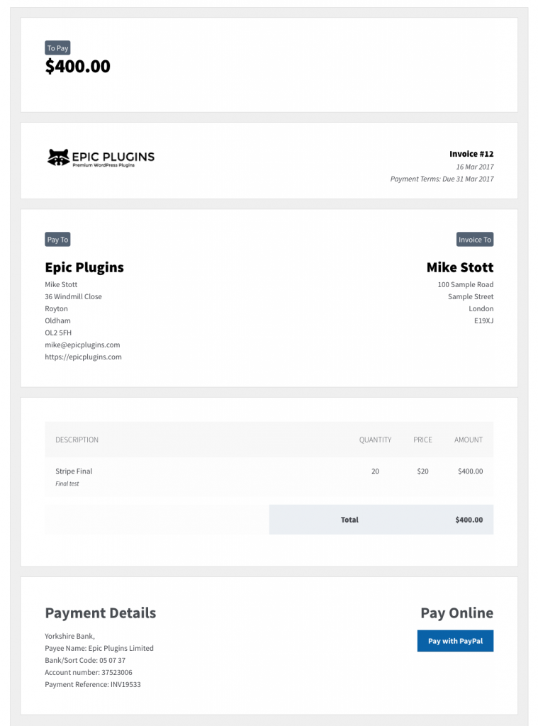 Invoicing Pro - accept card payments for freelance invoices